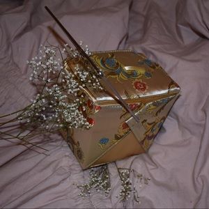 Silk Chinese takeout box clutch